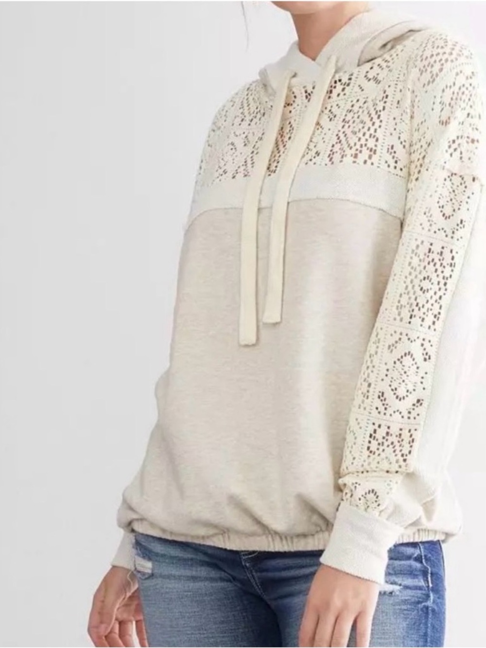 Gimmicks Crochet-Panel Hoodie Sweatshirt